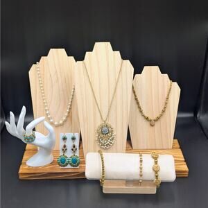 Vintage Gold & Pearl Jewelry Set with Banana Republic Earrings – 8 Pieces